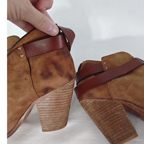 Rag & Bone Harrow Brown Tan Suede Leather Stacked Heeled Ankle Boots 37 - Picture 8 of 14